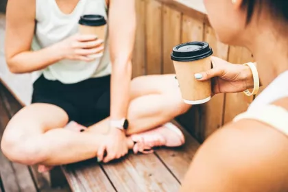 drinking coffee