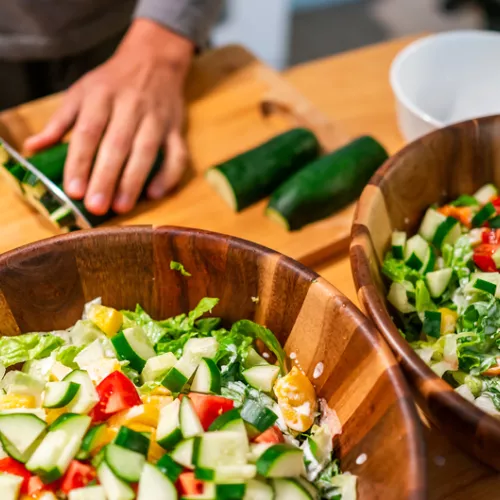 chopping vegetables