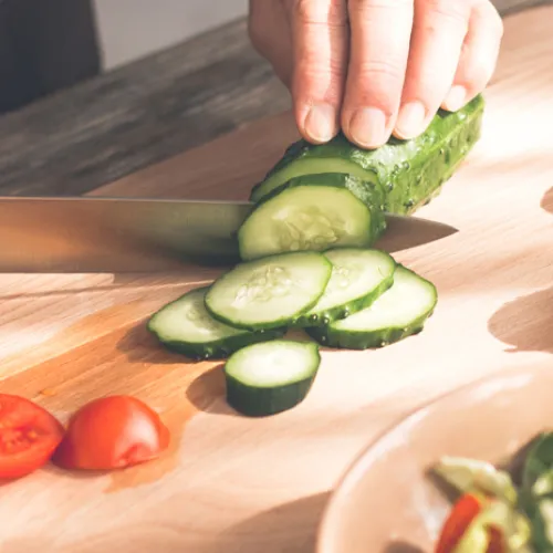 chopping vegetables