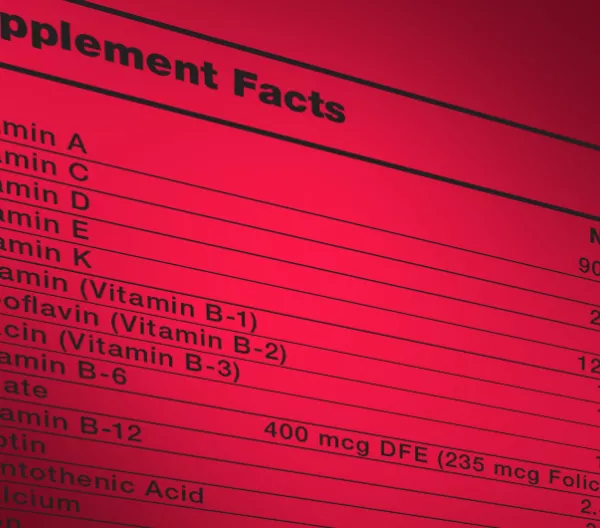 multivitamin label