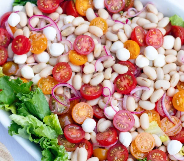 bowl of bean and tomato salad