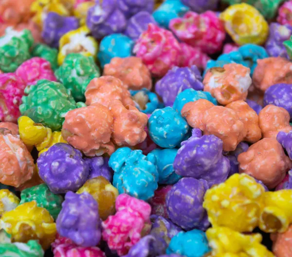 multicolored popcorn colored with synthetic food dyes