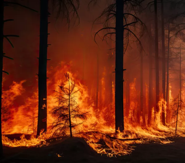 wild fire burning in the forest