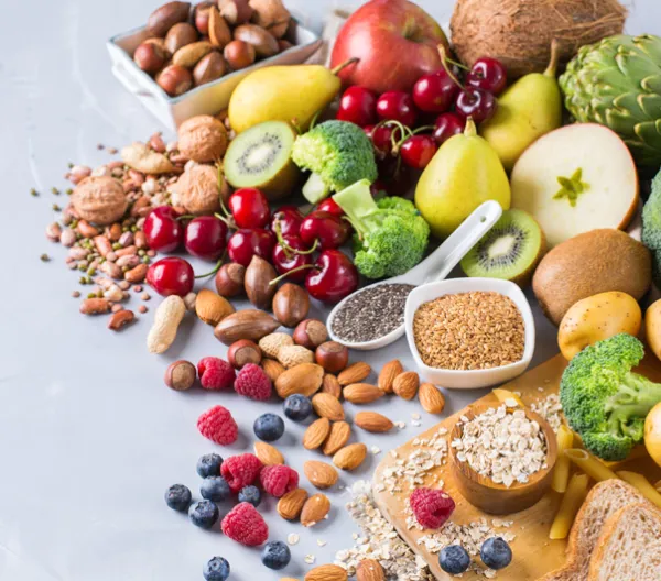 pile of different fruits, vegetables, nuts, seeds and legumes