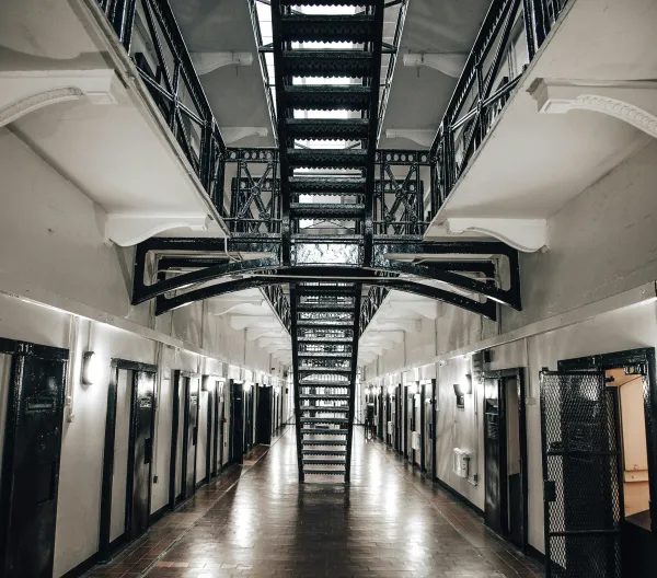Empty prison hallway
