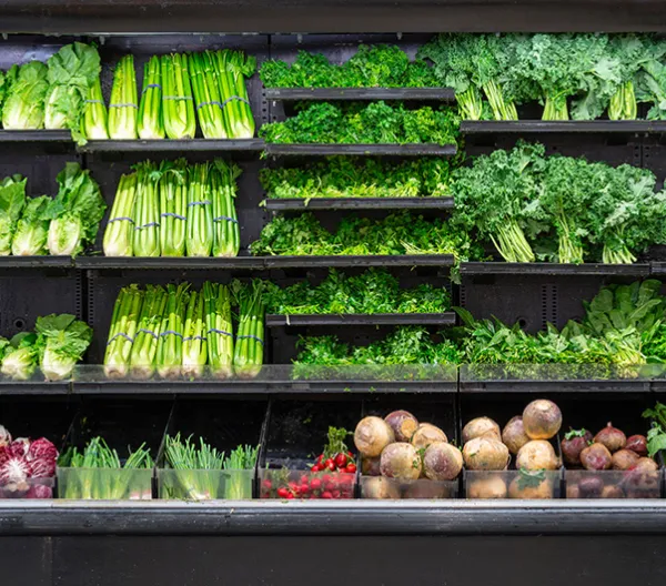 Fresh produce in a grocery store
