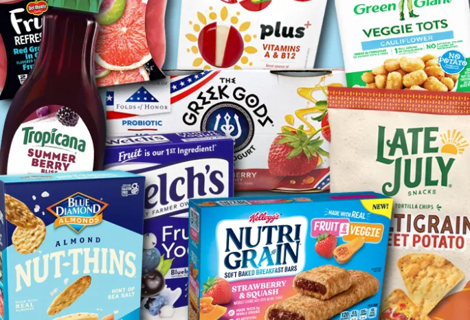 collage of packaged foods