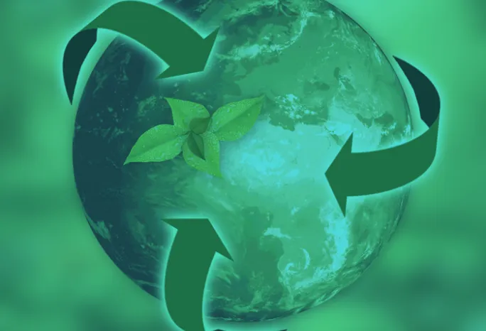 globe with recycling symbol