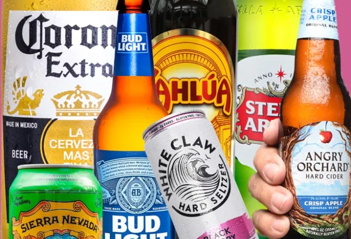 Collage of alcoholic beverages