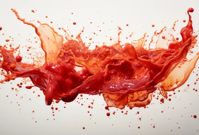 splash of red sauce on white background