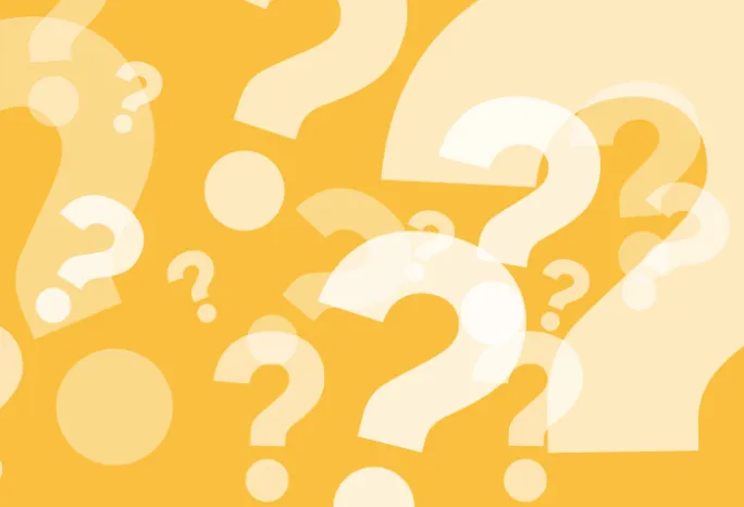 yellow background with lots of question marks