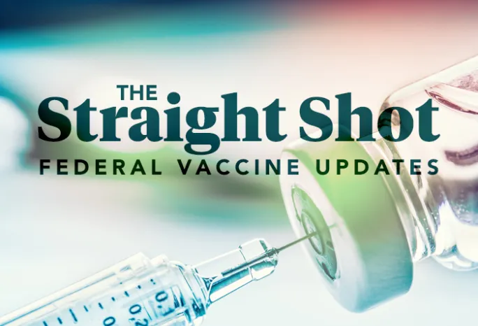 syringe in vaxine vial with The Straight Shot title on on
