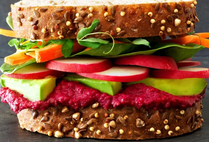a sandwich on whole-grain bread