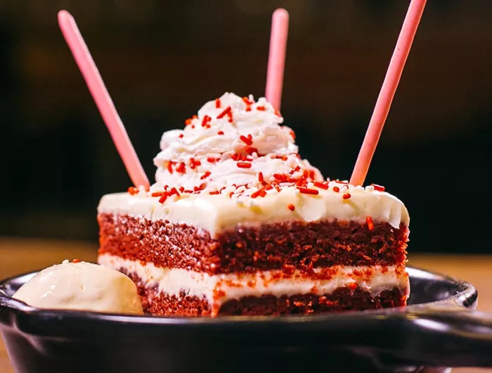 TGI Fridays red velvet sparkler cake
