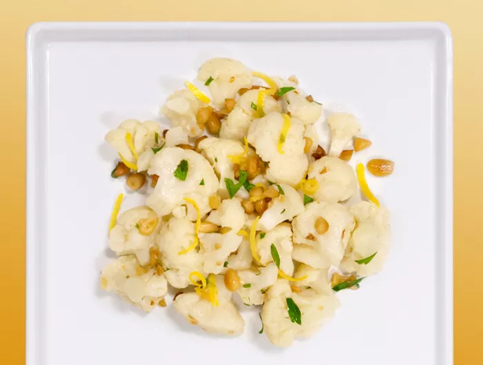 cauliflower with lemon-pine nut dressing
