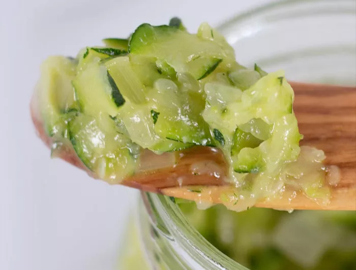 zucchini butter on a spoon