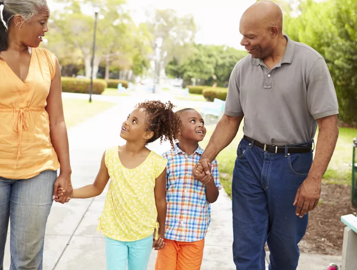 african american family taking a walk