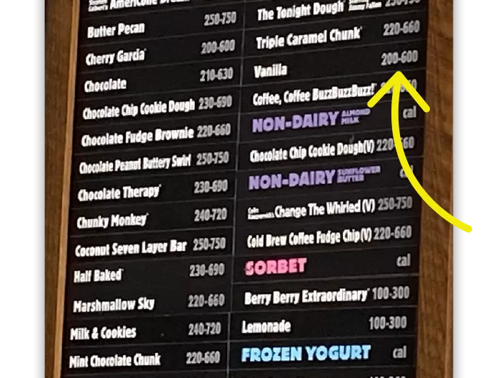 ben & jerry's menu board