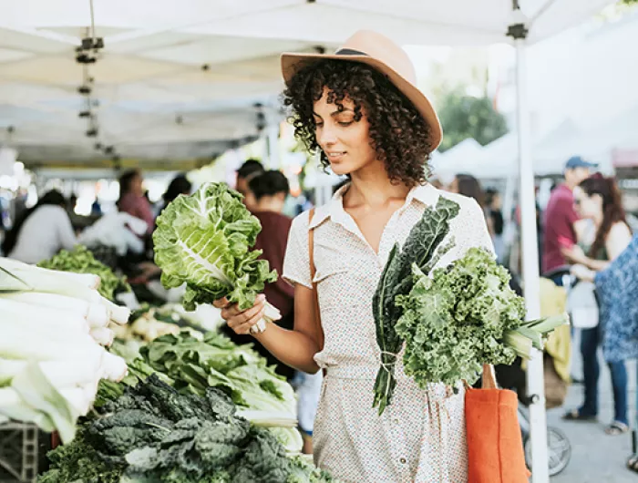 woman at a farmers market