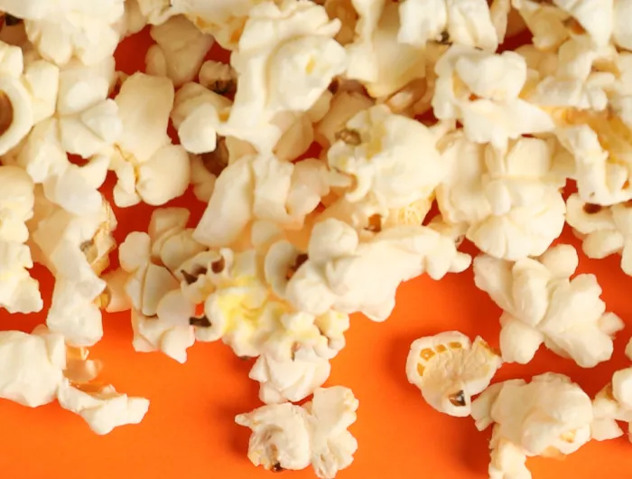 popcorn on orange background