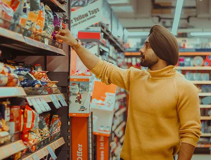 Man grocery shopping