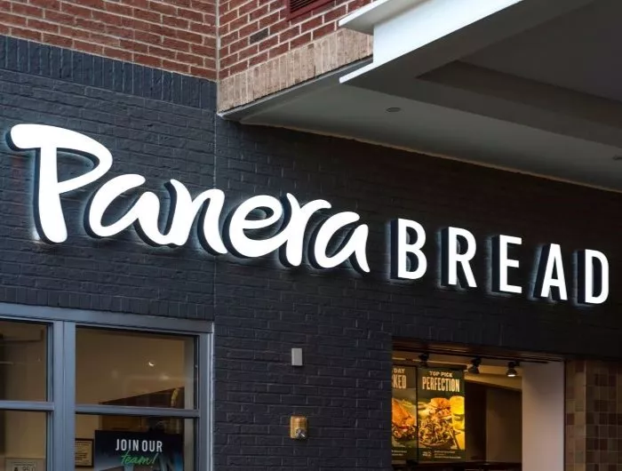 Panera Bread is an American chain store of bakery-café fast food restaurants with over 2,000 locations, all of which are in the United States and Canada. Taken at Durham, NC USA on October 26, 2023