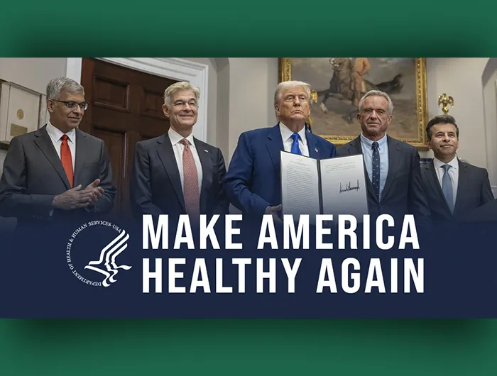 L-R: Martin Makary, Mehmet Oz, Donald Trump, Robert F. Kennedy, Jr., Jay Bhattacharya