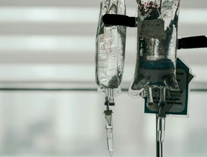 Two hanging IV bags