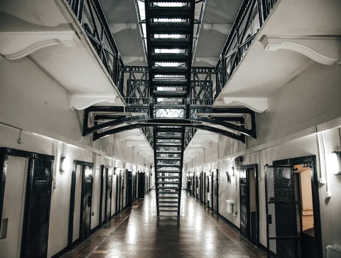 Empty prison hallway