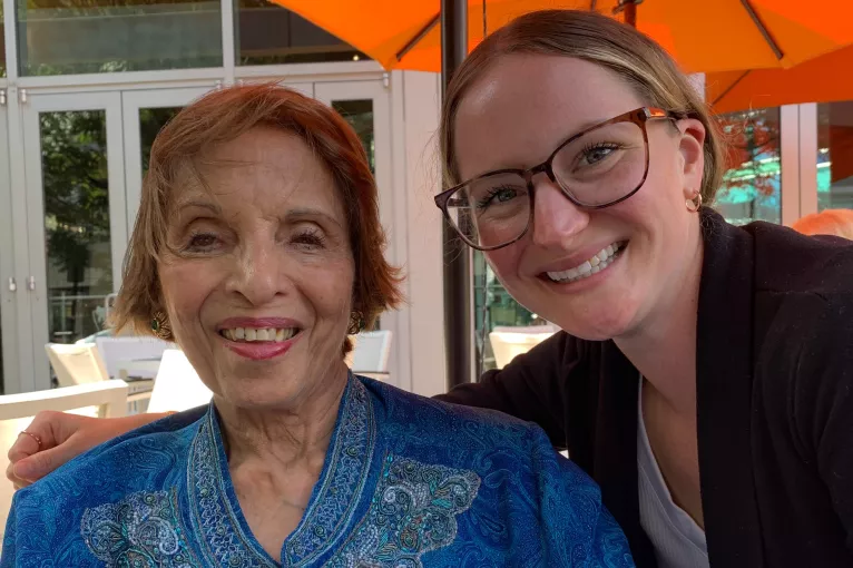 Fellowship funder Sushma Palmer with 2022 Palmer fellow Catherine Cochran