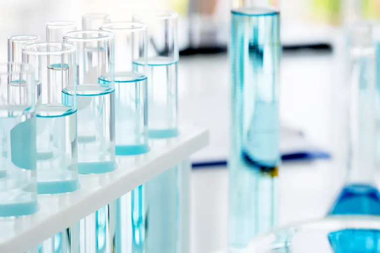 Science laboratory with beakers and test tubes