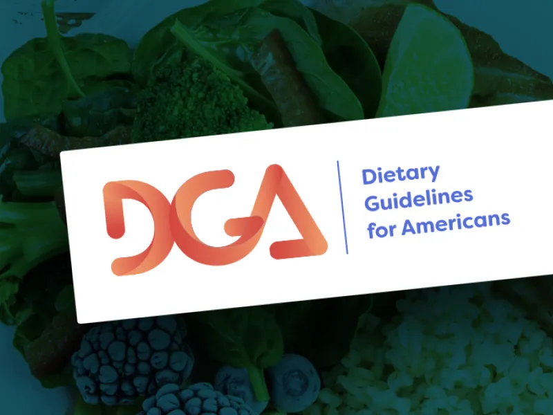 DGA logo overlayed on a salad
