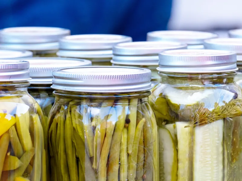glass jars of pickled vegetables