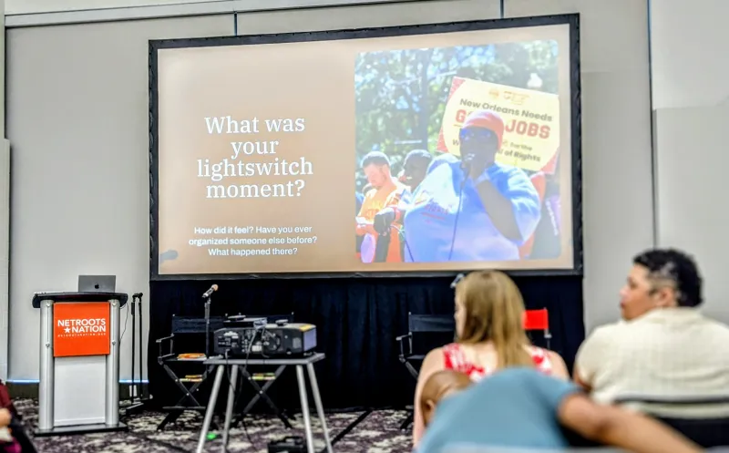 Convening attendees view slide deck: "What was your lightswitch moment?"