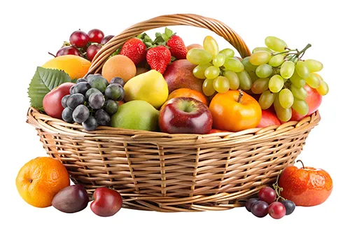 wicker basket full of fruit