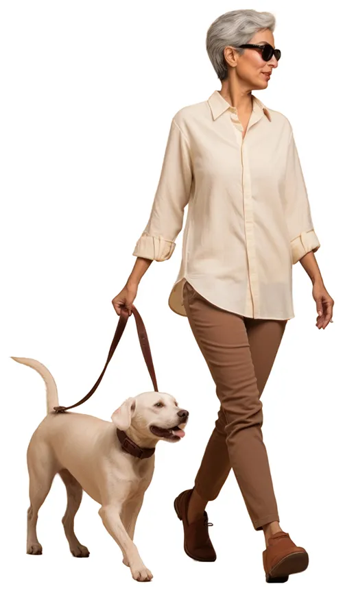 woman walking dog