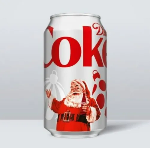Christmas-themed can of Coca-Cola