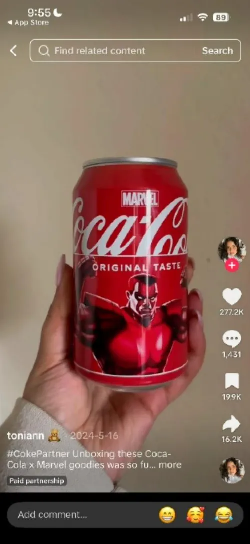 Coca-Cola advertisement on TikTok