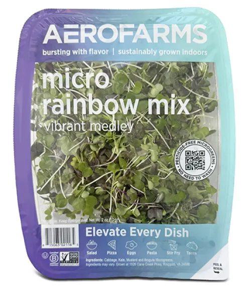 package of Aerofarms micro greens rainbow mix