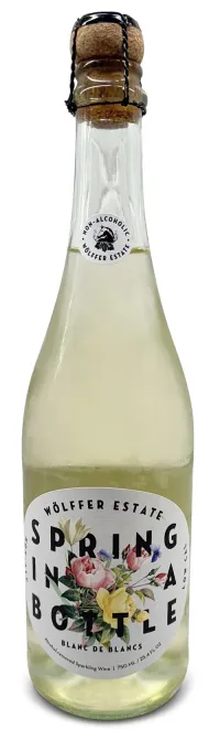 bottle of Wolfer Estate Spring in a Bottle non alcoholic sparkling wine