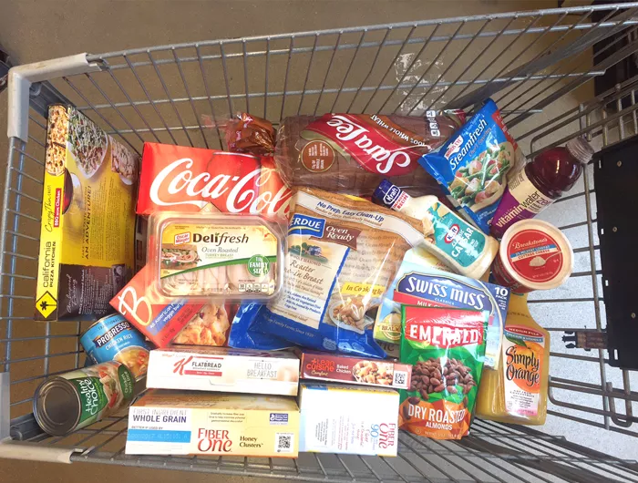 cart containing foods with phosphorus additives