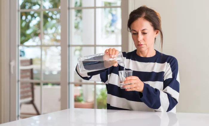 woman drinking water