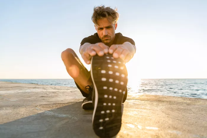 man stretching