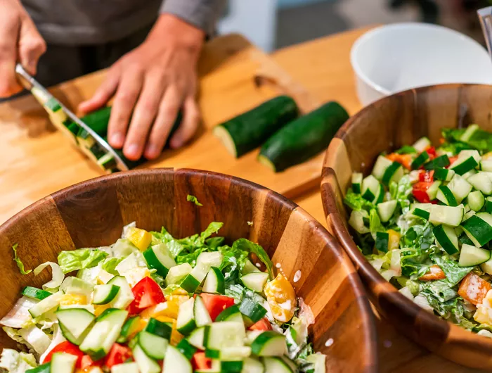 chopping vegetables