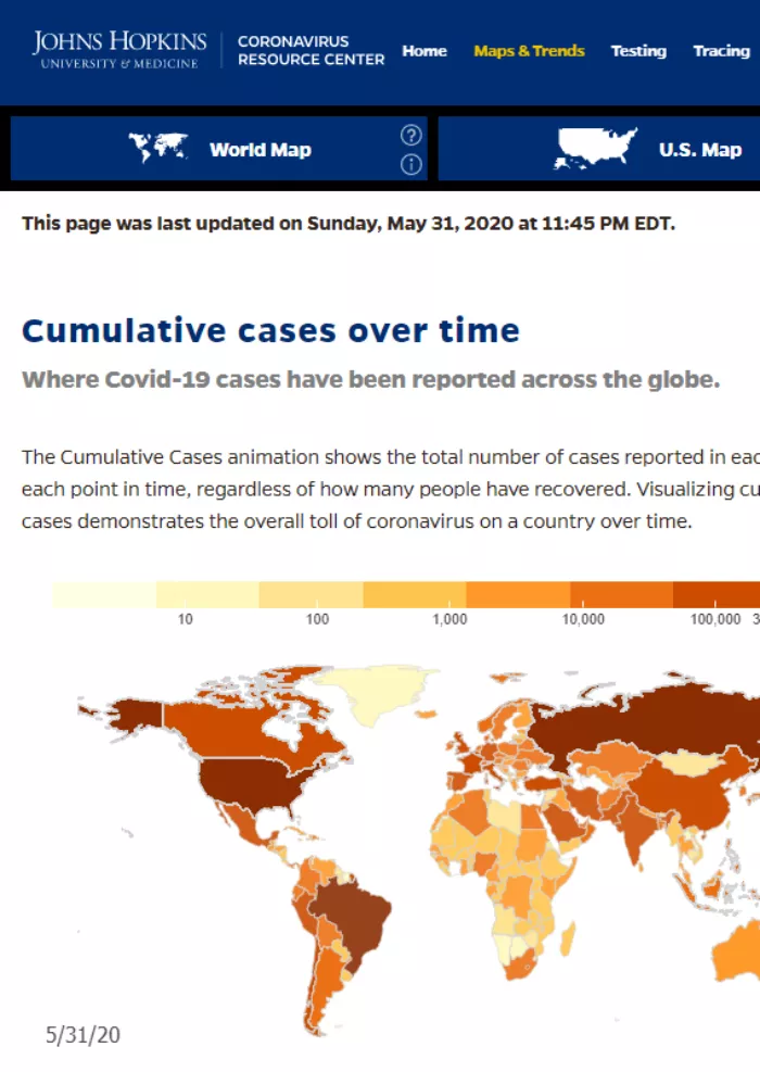 Johns Hopkins covid map