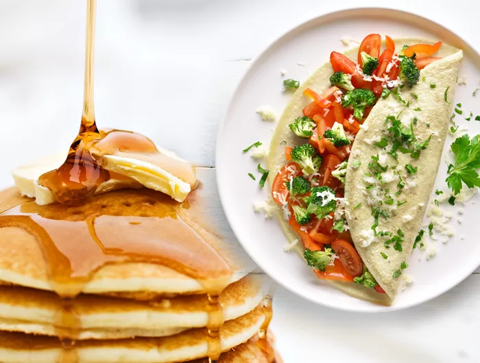 pancakes and an omelet