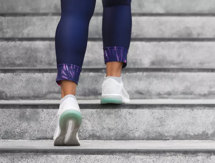 walking up steps