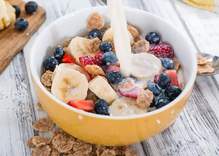 a bowl of cereal with fruit