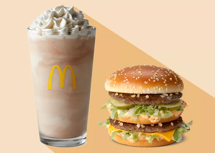 Mcdonald's chocolate milkshake and big mac