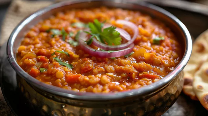 bowl of red curry dish